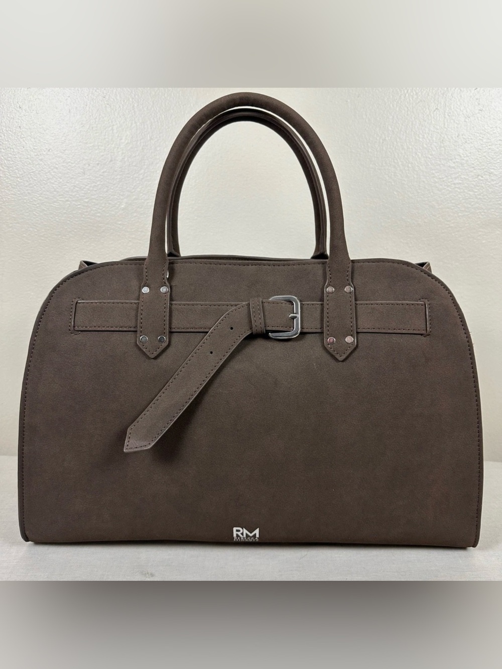 Brown Suede Top-Handle Men’s Bag